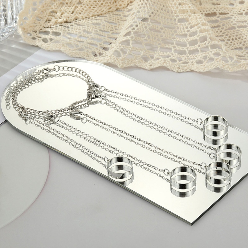 Vòng Đeo Tay Nối Nhẫn Dạng Dây Xích Kim Loại Dày