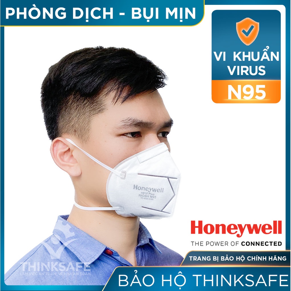 Khẩu trang N95 Honeywell Thinksafe, không đau tai, màu trắng đẹp, vải kháng khuẩn, màu trắng 4d, dùng cho y tế - H910