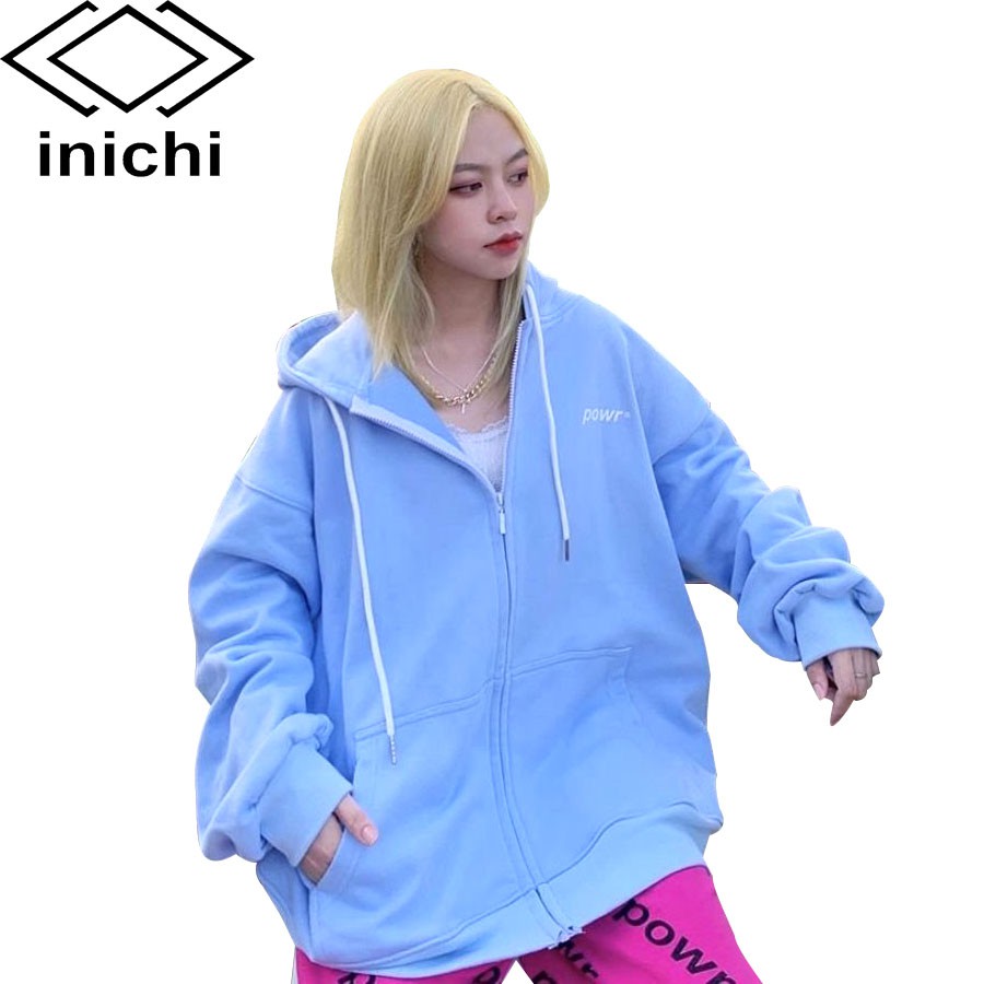 Áo Hoodie unisex INICHI A845 chất nỉ ngoại form rộng có mũ có day kéo cho cả nam nữ