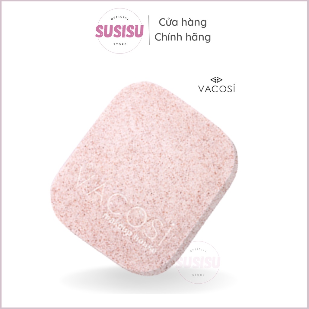 Bông bọt biển rửa mặt VACOSI PINK CLEANSING SPONGE|Bông mút rửa mặt tẩy tế bào chết làm sạch da Vacosi có hạt BP26