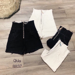 Quần Short Jeans lưng cao dây kéo trước