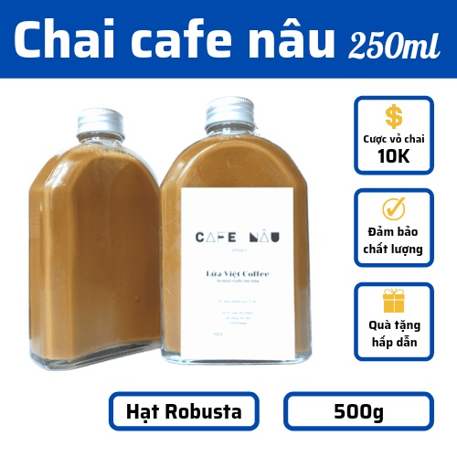 Chai Cà phê pha sẵn nâu đá cafe sữa đá 250ml cao cấp thơm và đậm vị truyền thống cà phê mộc rang xay nguyên chất