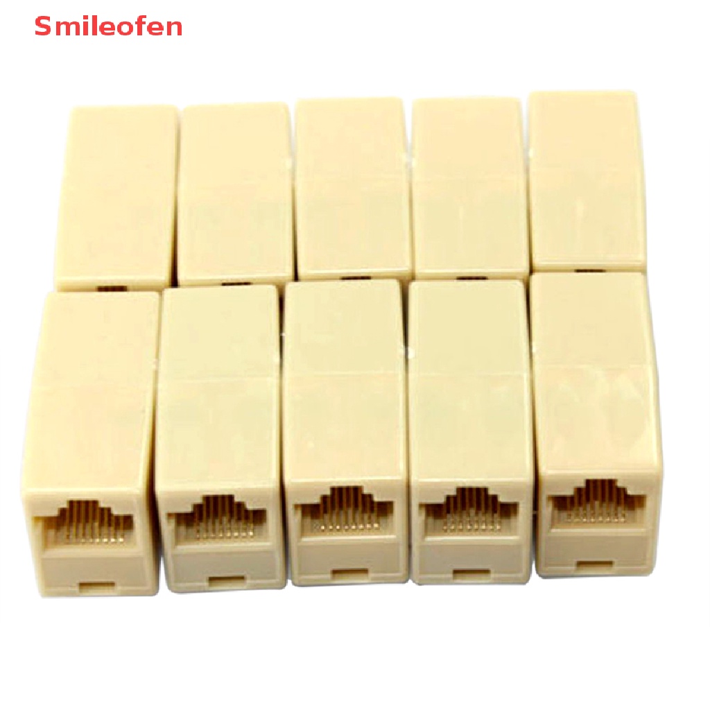 [Smileofen] Bộ 10 Đầu Nối Dây Cáp Mạng Lan RJ45 Đầu Cái Sang Đầu Cái Mới
