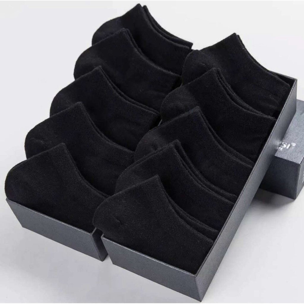 Tất lười nam basic đen trắng Jengiang - Vớ cổ nam nữ mỏng nhẹ cotton thoáng mát