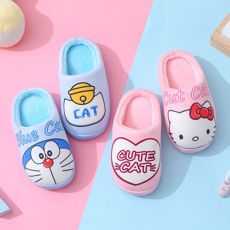 Dép Cotton đi trong nhà đế dày chống trượt họa tiết hoạt hình dễ thương cho bé