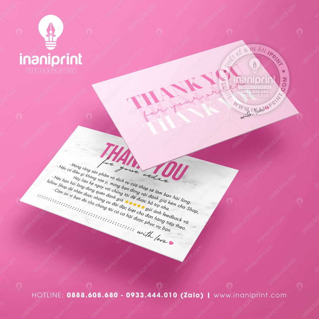 Phiếu cám ơn, card cám ơn thay lời shop dành cho khách hàng