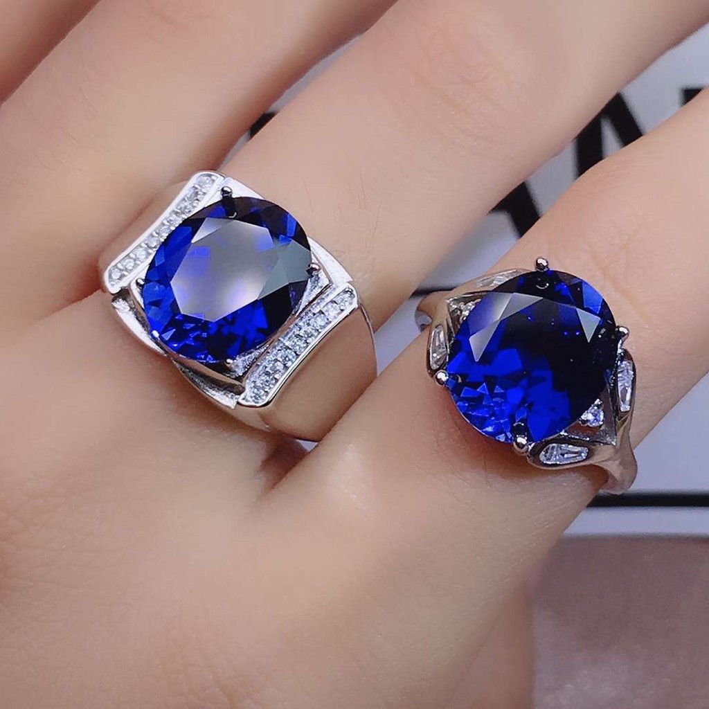 Nhẫn bạc nam nữ Nhẫn đính hôn kim cương đá quý sang trọng
