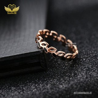 Nhẫn titan nữ mặt 2 chiếc lá 1 lá đen