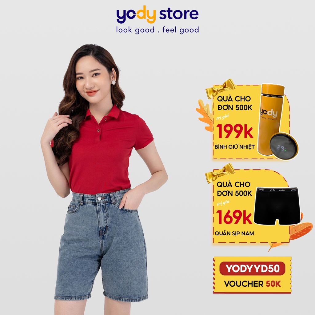 Áo Polo Nữ Cà Phê Bo Trơn Thương Hiệu YODY - APN4388