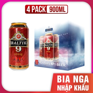 Bia Nga Nhập Khẩu - Bia Baltika loại số 9 - 900ml/lon, lốc 4 lon