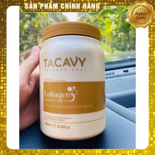 Hấp dầu tacavy collagen siêu mềm mượt phục hồi tóc hư tổn 1000ml