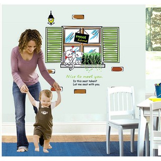 Decal dán tường Perfect PK301 - Cửa sổ đôi mèo