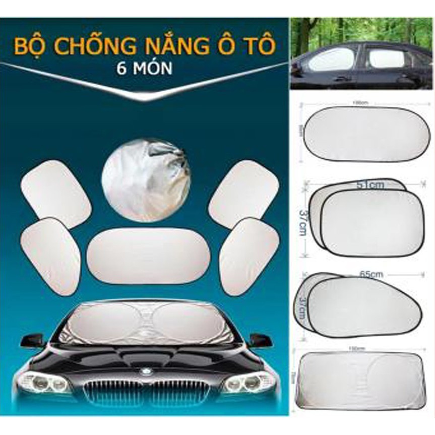 Bộ 6 miếng vải tráng bạc chắn nắng bảo vệ nội thất cho xe hơi