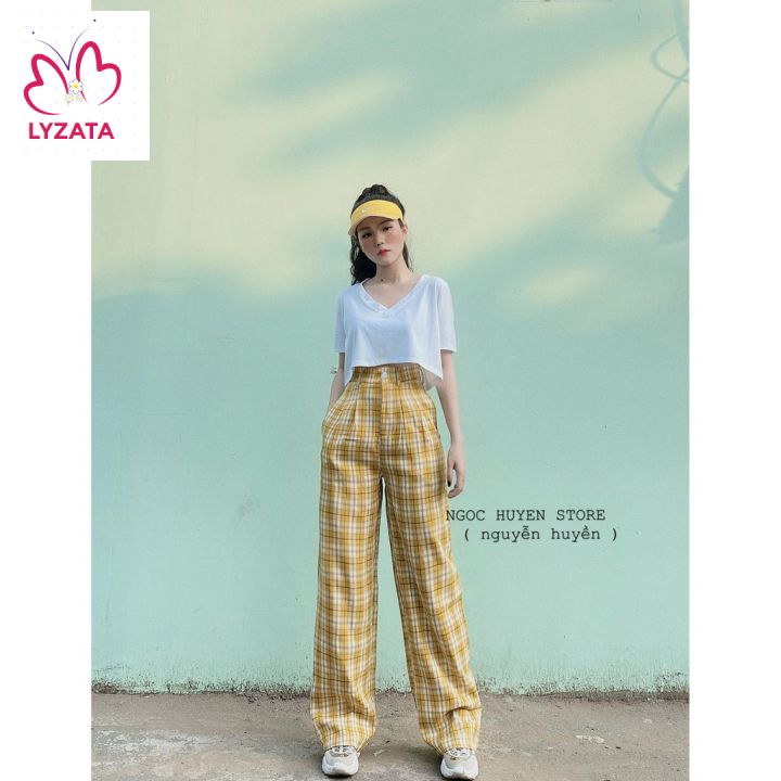 Quần Culottes ống rộng bigsize Nữ Kẻ Caro, Quần Suông Nữ Cạp Cao Ống Rộng Dáng Dài Nhiều Màu siêu hot  LYZATA C008