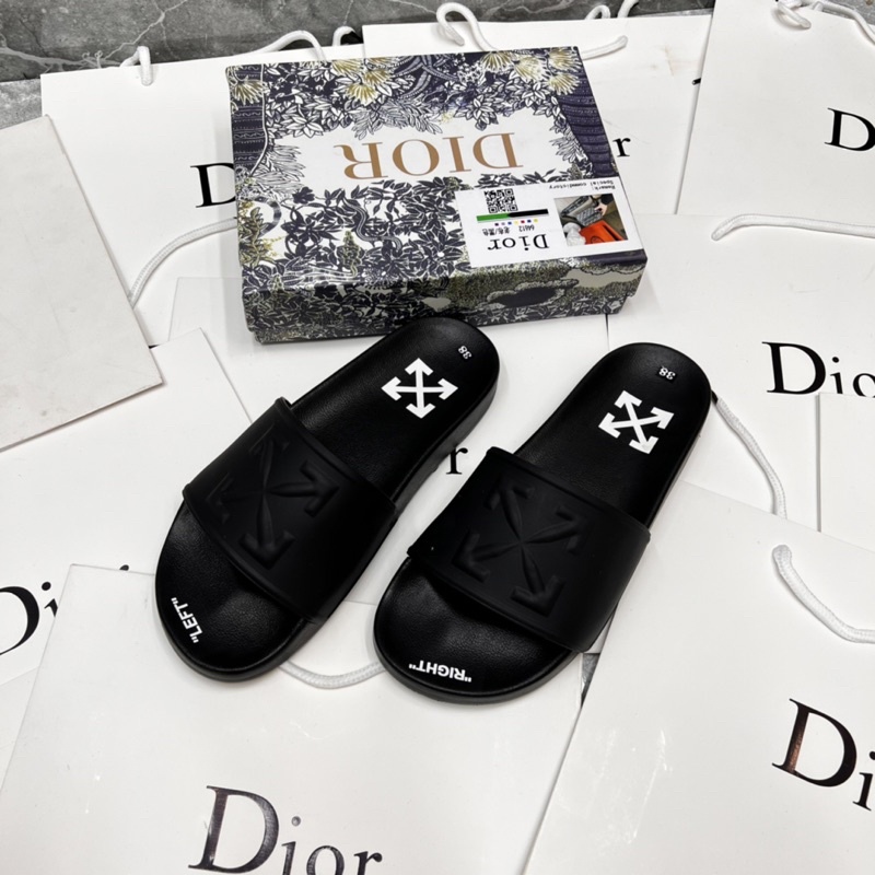 Dép lê Off white chữ cao su nổi siêu nét - Dép nam quai cao su đỉnh cao