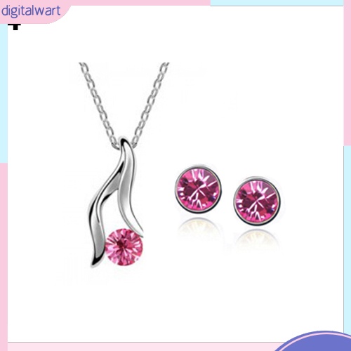 Bộ Vòng cổ + Bông Tai Mạ Bạc Đính Đá Sang Trọng Cho Nữ