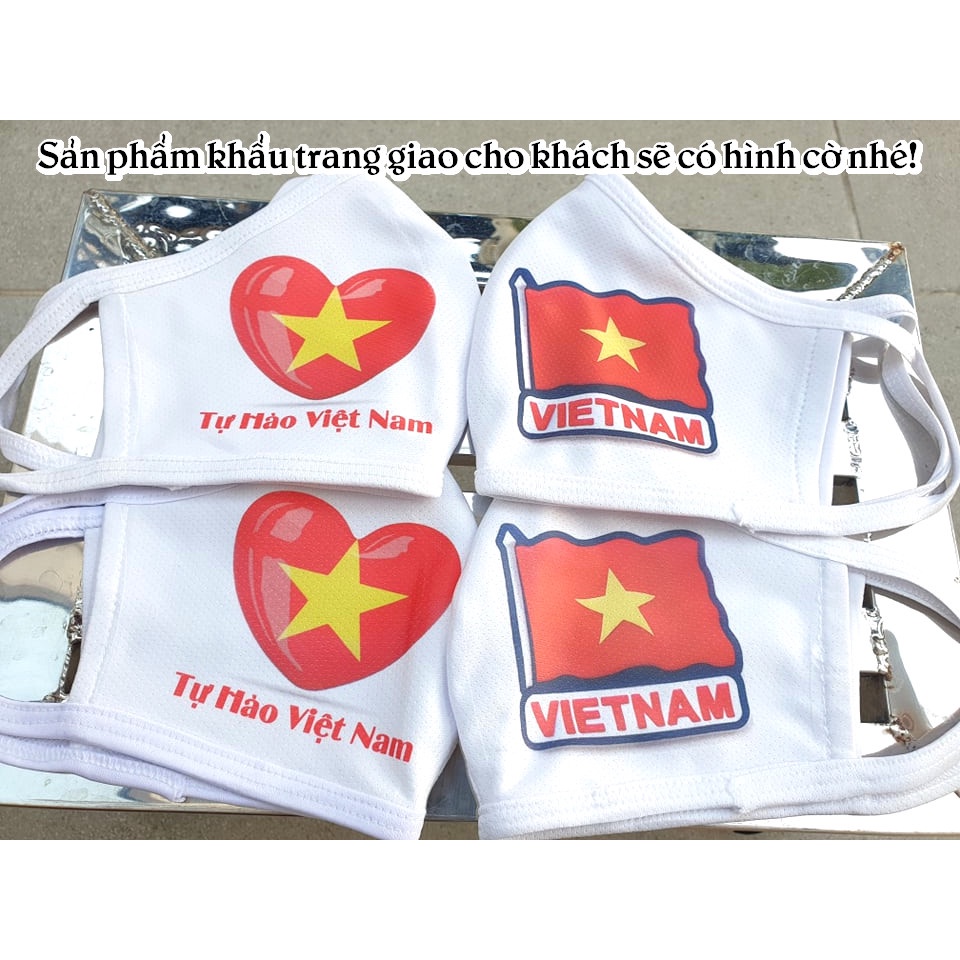 Khẩu Trang Vải IN cờ đỏ sao vàng (Màu cờ Việt Nam)