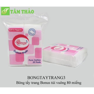Bông tẩy trang Thái Lan Bonus túi vuông 80 miếng (72 cái/thùng) 8851072030486