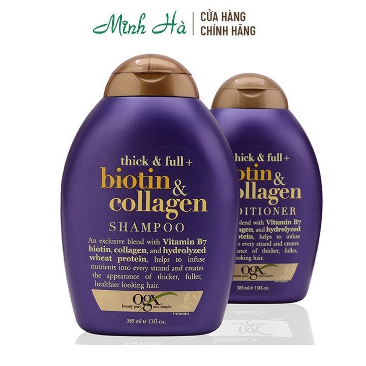 Dầu gội xả Biotin Collagen Thick & Full OGX 385ml nhập khẩu Thái Lan dưỡng mọc tóc , lưu hương lâu