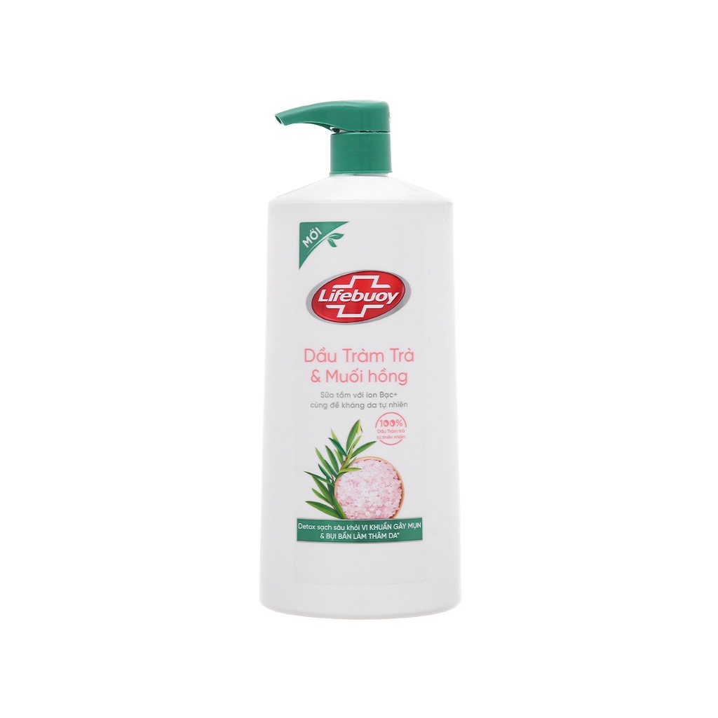 Sữa tắm Lifebuoy Detox và Bảo vệ khỏi vi khuẩn: Dầu Tràm Trà &amp; Muối Hồng 850 Gram / Chai