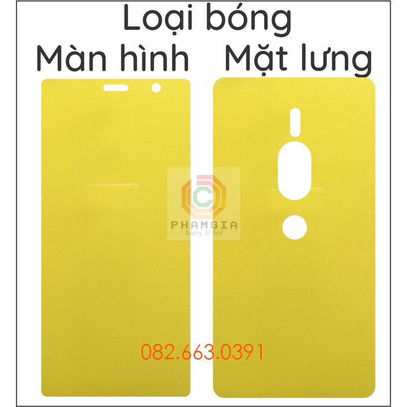 Dán PPF Sony Xz2 Premium loại bóng, nhám dành cho màn hình, mặt lưng, mặt lưng full viền