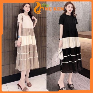 Đầm bầu suông - váy bầu hè 2 màu đen và sữa freesize tới 70kg BN05 - Shop Mẹ Ken
