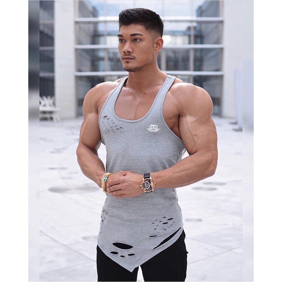 Áo ba lỗ tập gym nam Body engineers vạt chéo thời thượng, nam tính