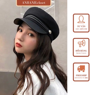 Mũ thủy thủ Military, Mũ beret phong cách hàn quốc có dây chỉnh ANHANH.closet