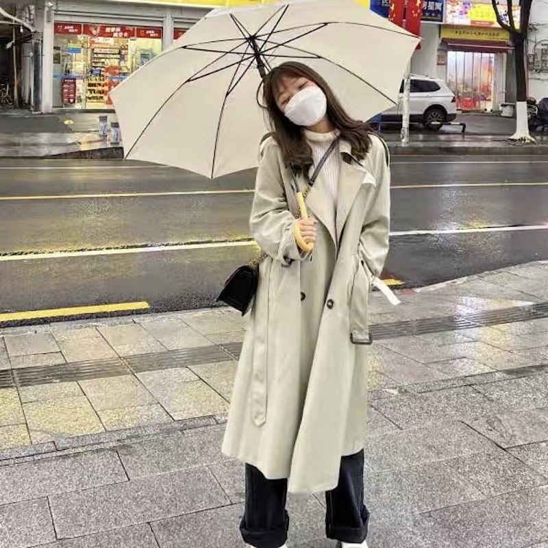Áo Khoác Măng Tô Nữ Dáng Dài, Áo Măng Tô Kaki Dáng Dài Màu Xanh Phong Cách Hàn Quốc Siêu Xinh_ Hàng QCCC Có Ảnh Thật