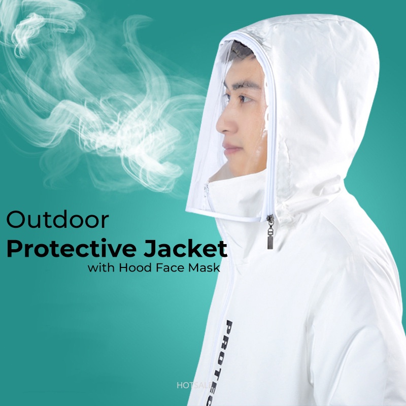 Áo khoác có mũ kèm mặt nạ bảo vệ toàn diện chống thấm nước cho nam và nữ
