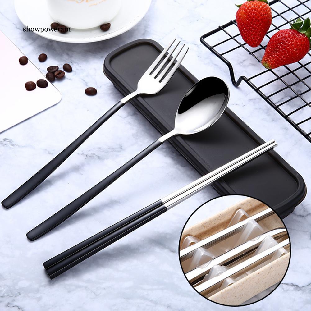 Set đũa muỗng và nĩa kèm hộp đựng inox tiện lợi du lịch dã ngoại