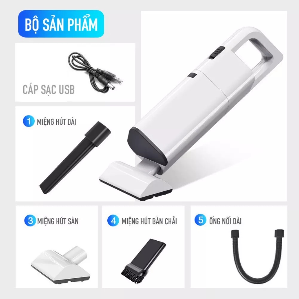 Máy hút bụi không dây cầm tay mini Aikesi, hút bụi xe hơi, giường nệm, chăn ga hiệu quả gọn gàng