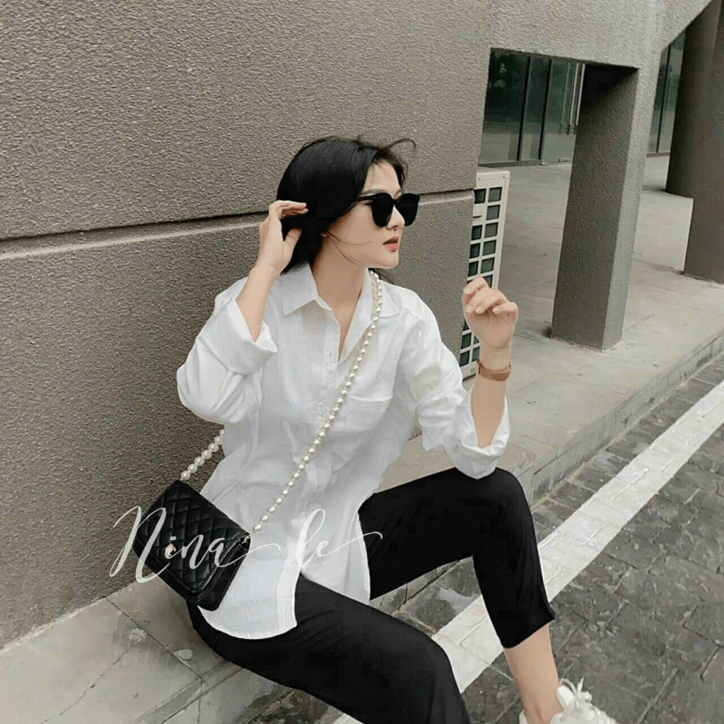 Áo Sơ Mi Nữ kiểu Tay Dài Cổ Bẻ 1 Túi Ngực Chất Lenin Thun Co Giãn Nhẹ Mặc Đẹp Thoải Mái [NEW UNISEX]