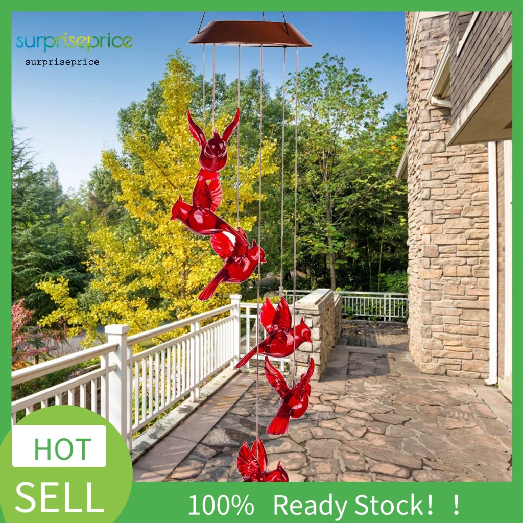 Chuông Gió Có Đèn LED Sử Dụng Năng Lượng Mặt Trời Hình Chú Chim Độc Đáo