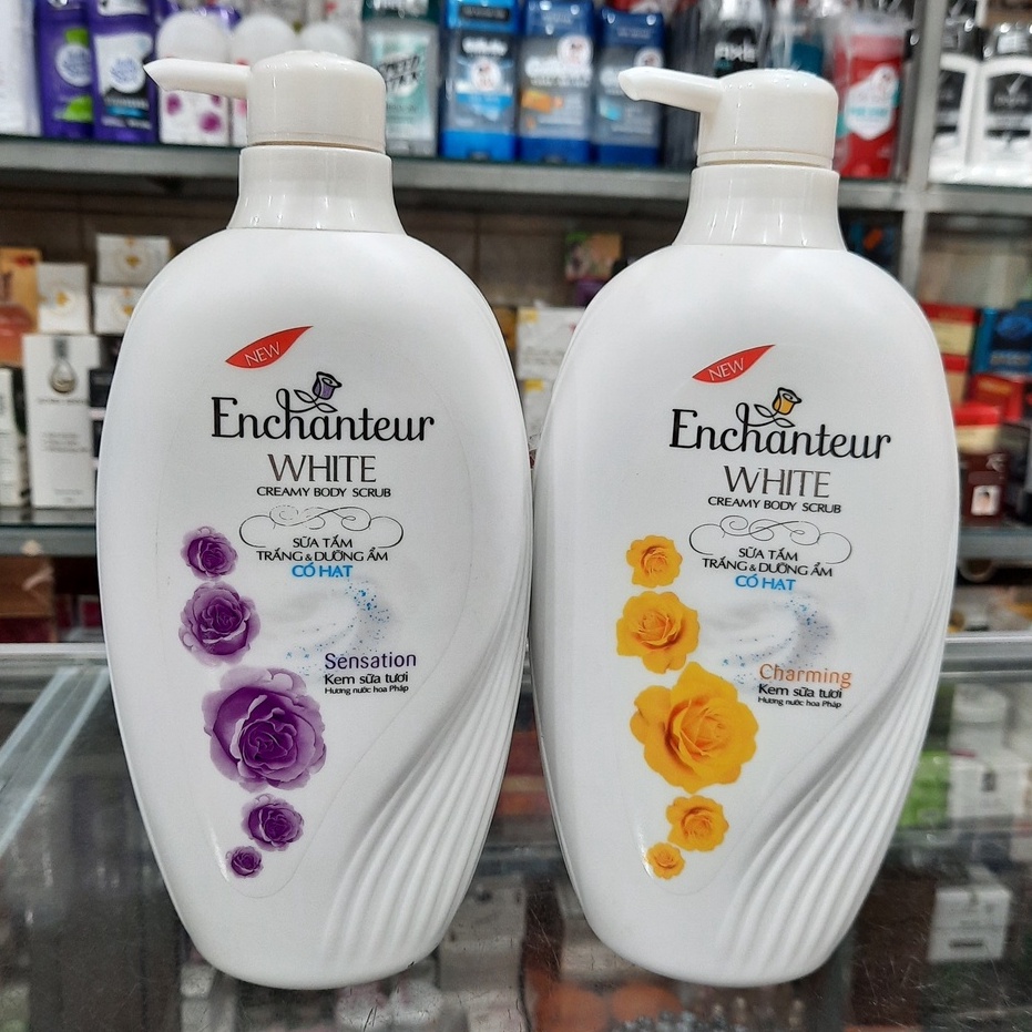 Enchanteur - Sữa tắm trắng và dưỡng ẩm có hạt 650g