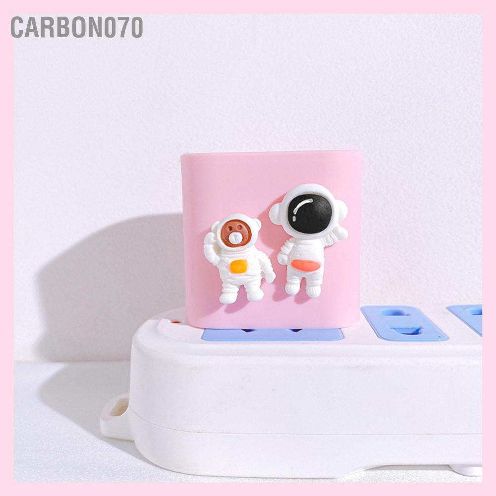 [Hàng HOT] Bộ phụ kiện bảo vệ cáp và củ sạc bằng silicon - Vỏ Ốp Bảo Vệ Bộ Sạc Phi hành gia dễ thương 18W 20W【Carbon070】