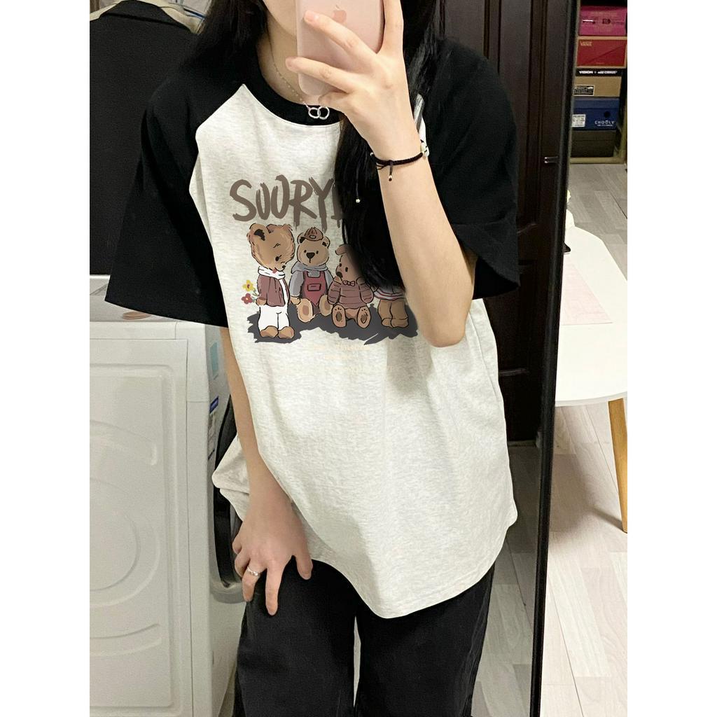 Xiaozhainv Áo Thun Cotton Xám Dáng Rộng In Chữ Phong Cách Đường Phố Thời Trang Mùa Hè Cho Nữ