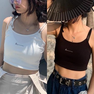 Áo 2 Dây Buộc Nơ Vai In Chữ Ngực Hot Teen