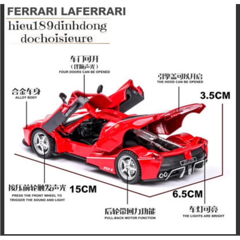 xe sắt siêu xe ferrari mở cánh loại đẹp sắc nét, chạy cót, có tiếng hú ga, đèn phát sáng (video ảnh thật)