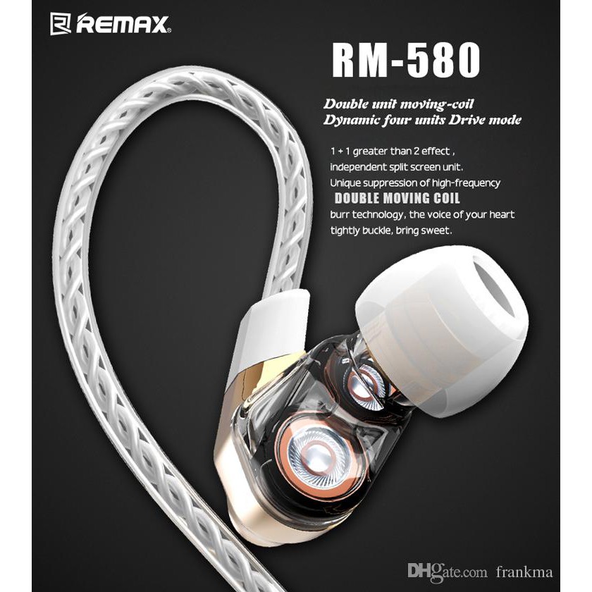 Tai Nghe Nhét Tai Remax Rm-580 Siêu Bass Chất Lượng Cao