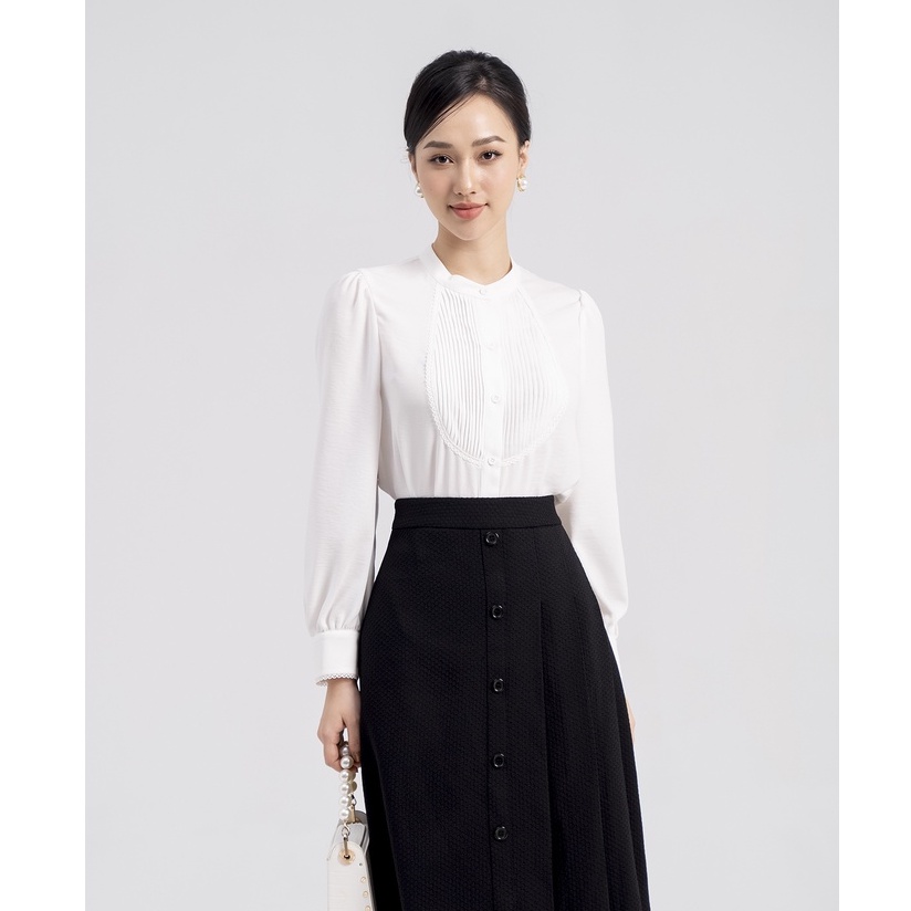 Áo sơ mi trắng nữ tay dài cổ tàu Eva de Eva 21ASME084T