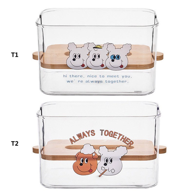 Hộp đựng khăn giấy bằng gỗ phối màu trong suốt