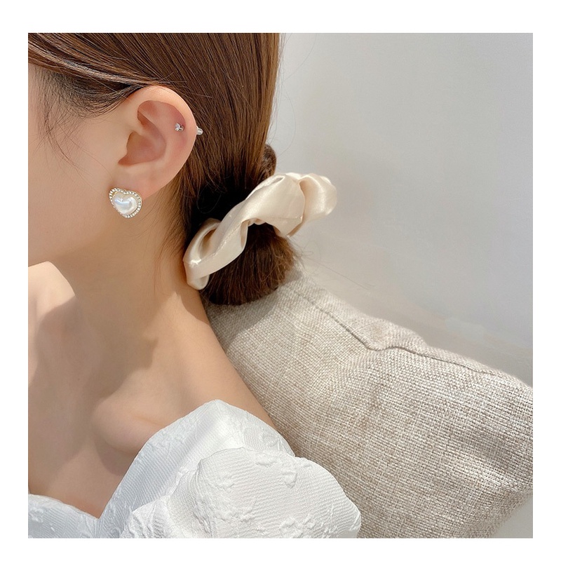 Bông Tai Hình Trái Tim Đính Đá Và Ngọc Trai Màu Sắc Thời Trang Cho Nữ