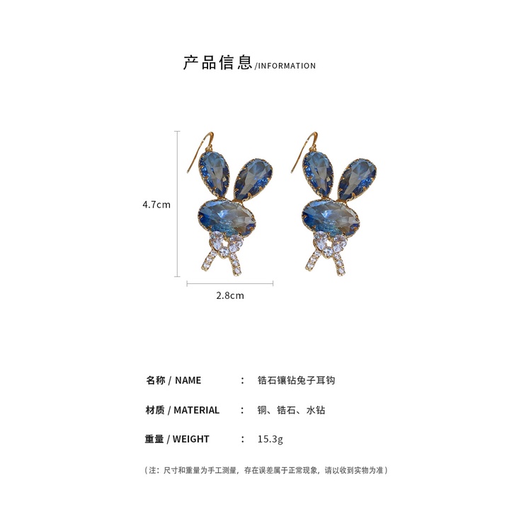 Khuyên tai DREJEW hình thỏ đính đá zircon sang trọng cho nữ