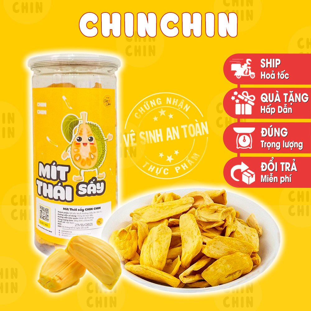 Mít thái sấy dẻo giòn đà lạt 200g ChinChin, đồ ăn vặt Hà Nội giao hàng hoả tốc trong 1h