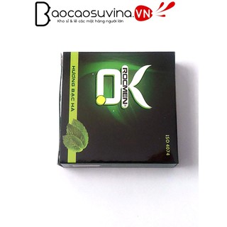Bao cao su rocmen trơn, rộng 49mm, hương dâu , bạc hà, không mùi, 1 bao lẻ từ chính hãng, giá rẻ siêu hủy diệt