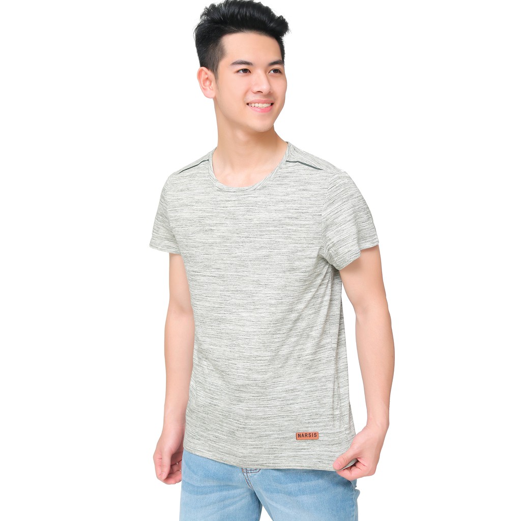 Áo thun nam cộc tay Narsis D8036 xước rêu trắng