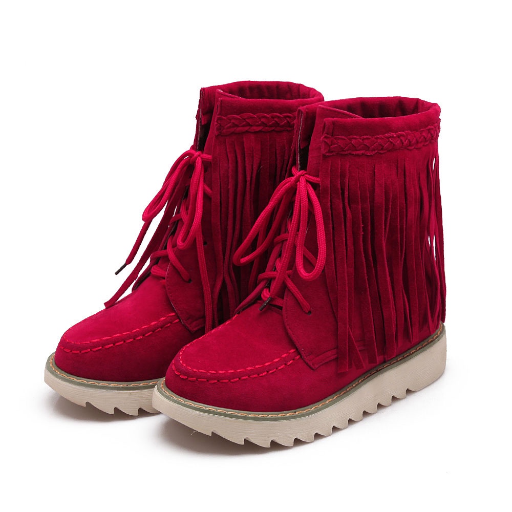 IELGY Giày Bốt Da Lộn Mũi Tròn Màu Sắc Thời Trang Cho Nữ