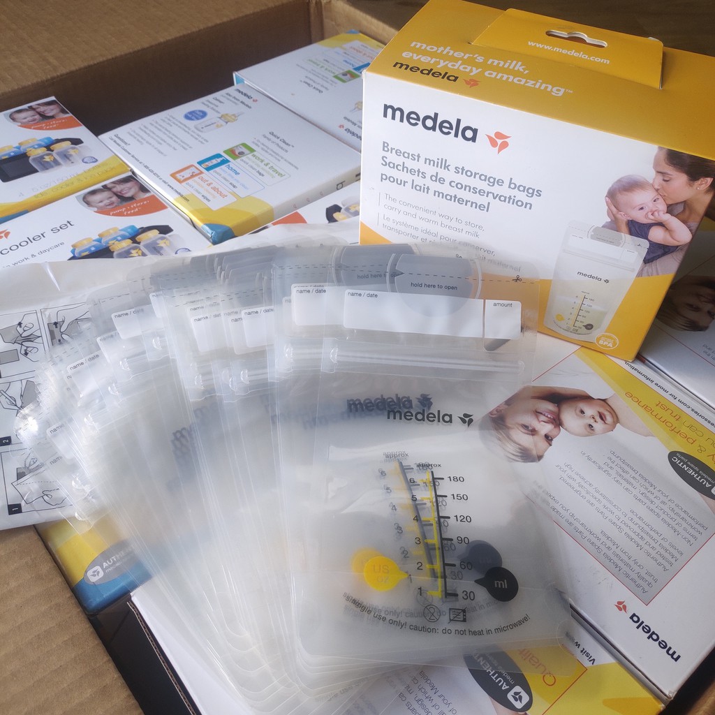 Túi trữ sữa Medela 180ml - 2 khóa zip chống chảy sữa - bao bì mới 2023