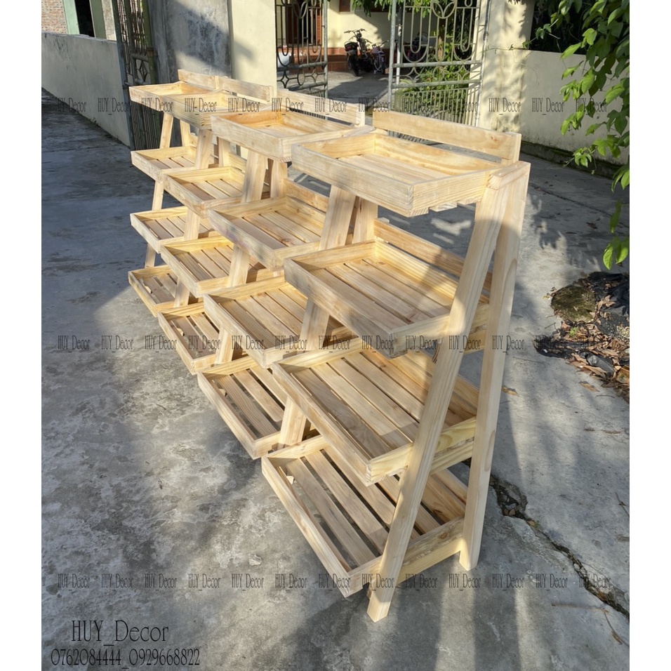 Kệ chữ A 3, 4 tầng, gỗ THÔNG - Kệ GỖ để SÁCH , HOA QUẢ , ĐỒ NHÀ BẾP -SIÊU THỊ